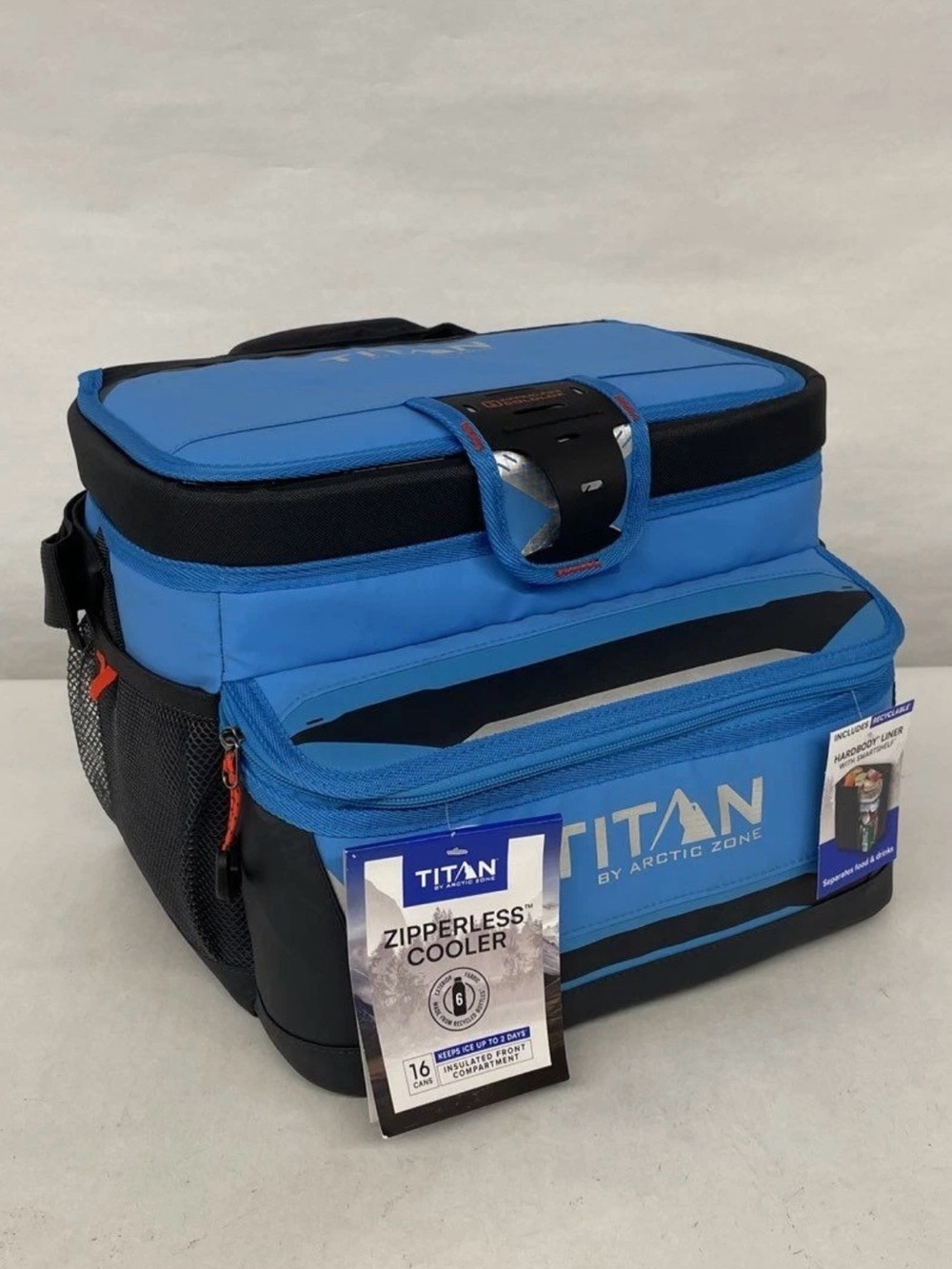 Titan Blue and Black Zipperless Cooler Lunch Bag